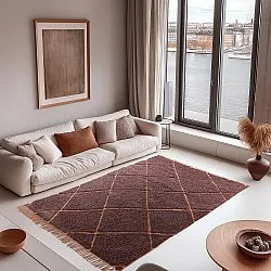 Tapis à poils longs - Bellevue Natural Cotton Shaggy (rouge/orange)