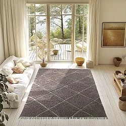 Hochflorteppiche - Bellevue Natural Cotton Shaggy (taupe/grün)