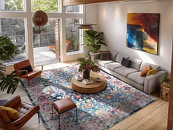 Wilton-Teppich - Bouhjar (blau/rosa/multi)