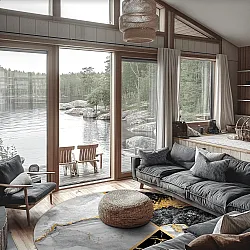 Rund Teppich - Cassa (grau/schwarz/gold)