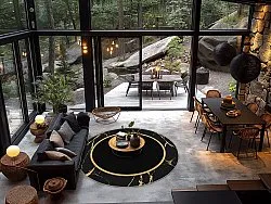 Tapis rond - Cerasia (noir/doré)