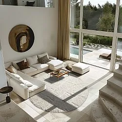 Runde Teppiche - Cremona Natural Cotton Shaggy (offwhite)