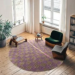 Runde Teppiche - Elsey Natural Cotton Shaggy (braun/lila)