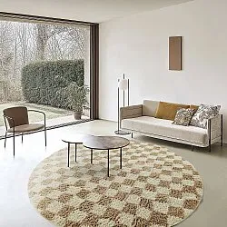 Runde Teppiche - Elsey Natural Cotton Shaggy (creme/sand)