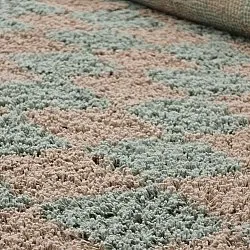 Hochflorteppiche - Elsey Natural Cotton Shaggy (grau/rosa)