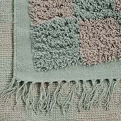 Hochflorteppiche - Elsey Natural Cotton Shaggy (grau/rosa)