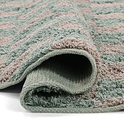 Runde Teppiche - Elsey Natural Cotton Shaggy (grau/rosa)