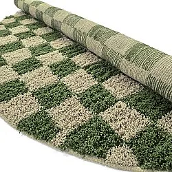 Runde Teppiche - Elsey Natural Cotton Shaggy (grün/beige)