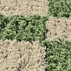 Runde Teppiche - Elsey Natural Cotton Shaggy (grün/beige)