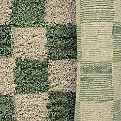 Runde Teppiche - Elsey Natural Cotton Shaggy (grün/beige)