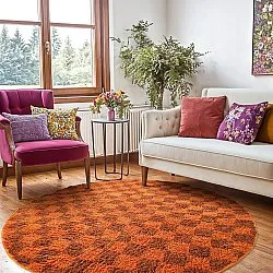 Runde Teppiche - Elsey Natural Cotton Shaggy (orange/rot)