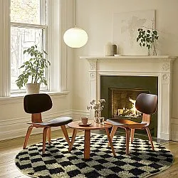 Runde Teppiche - Elsey Natural Cotton Shaggy (schwarz/beige)