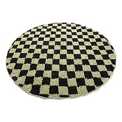 Runde Teppiche - Elsey Natural Cotton Shaggy (schwarz/beige)