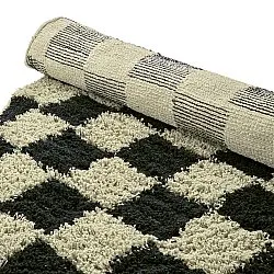 Runde Teppiche - Elsey Natural Cotton Shaggy (schwarz/beige)