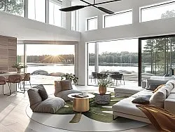 Rund Teppich - Falling Leaves (grün)