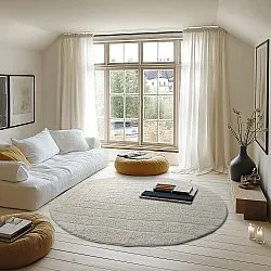 Runde Teppiche - Farley Natural Cotton Shaggy (cremefarben)