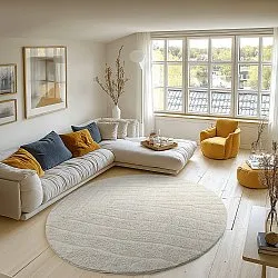 Runde Teppiche - Farley Natural Cotton Shaggy (cremefarben)