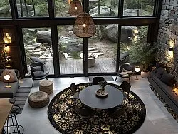 Rund Teppich - Fernana (schwarz/gold)