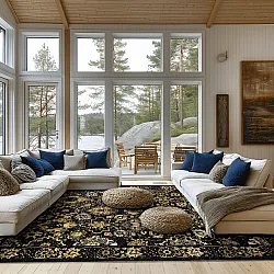 Wilton-Teppich - Fernana (schwarz/gold)