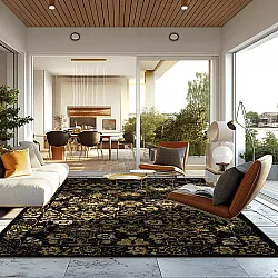 Wilton-Teppich - Fernana (schwarz/gold)