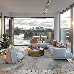 Wilton-Teppich - Genova (grau/weiß/gold)