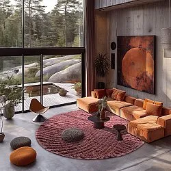 Runde Teppiche - Halo Natural Cotton Shaggy (rot)