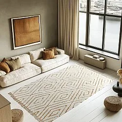 Tapis à poils longs - Holwell Natural Cotton Shaggy (umazano bela/rjava)