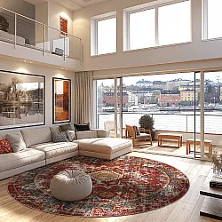 Rund Teppich - Idri (rot/multi)