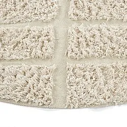 Rund Teppich - Ikara Natural Cotton Shaggy (creme)