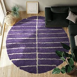 Rund Teppich - Ikara Natural Cotton Shaggy (lila)