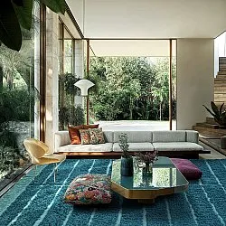 Tapis à poils longs - Ikara Natural Cotton Shaggy (turquoise)