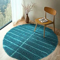 Rund Teppich - Ikara Natural Cotton Shaggy (türkis)