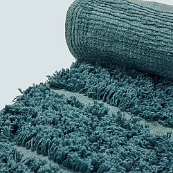 Rund Teppich - Ikara Natural Cotton Shaggy (türkis)