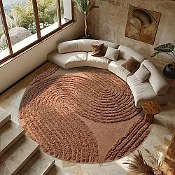 Tapis rond - Jovie Natural Cotton Shaggy (terre cuite)