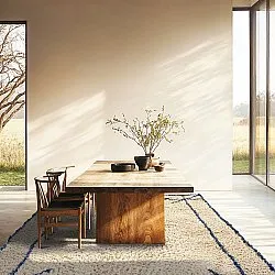 Hochflorteppiche - Kairi Natural Cotton Shaggy (beige/blau)