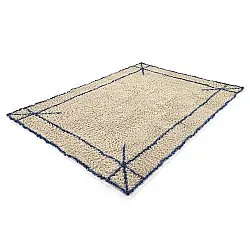 Hochflorteppiche - Kairi Natural Cotton Shaggy (beige/blau)