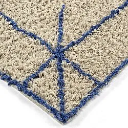 Hochflorteppiche - Kairi Natural Cotton Shaggy (beige/blau)