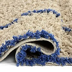 Hochflorteppiche - Kairi Natural Cotton Shaggy (beige/blau)