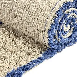 Hochflorteppiche - Kairi Natural Cotton Shaggy (beige/blau)
