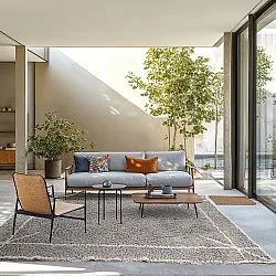 Tapis à poils longs - Kairi Natural Cotton Shaggy (gris/beige)