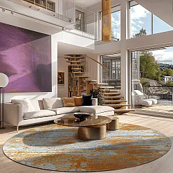 Rund Teppich - Kebira (braun/blau)