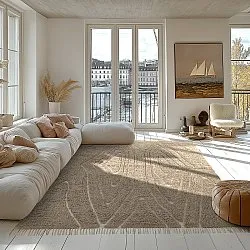 Hochflorteppiche - Kindon Natural Cotton Shaggy (beige/weiß)