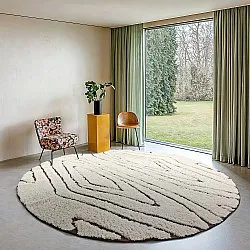 Runde Teppiche - Kindon Natural Cotton Shaggy (cremefarben/braun)