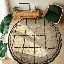 Rund Teppich - Lana Natural Cotton Shaggy (beige/braun)