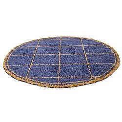Rund Teppich - Lana Natural Cotton Shaggy (blau/gelb)