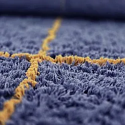 Rund Teppich - Lana Natural Cotton Shaggy (blau/gelb)