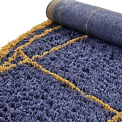 Rund Teppich - Lana Natural Cotton Shaggy (blau/gelb)