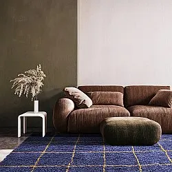 Hochflorteppiche - Lana Natural Cotton Shaggy (blau/gelb)