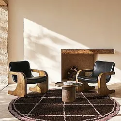 Rund Teppich - Lana Natural Cotton Shaggy (braun)