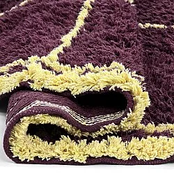 Rund Teppich - Lana Natural Cotton Shaggy (bordeaux/gelb)